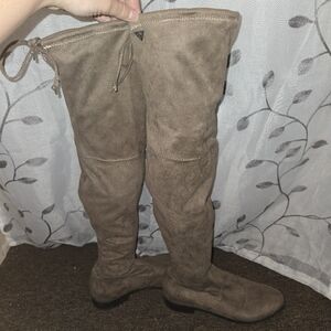 Guess Over The Knee Soft Faux Suede Boots Women's Size 6 Taupe Light Brown